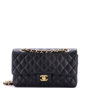 Chanel Medium Classic Double Flap Bag Quilted Caviar